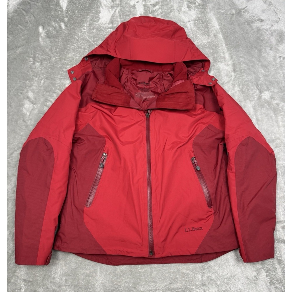 LL Bean 3 In 1 Jacket Mens Small Red Waterproof Nylon Insulated Winter Coat Tech